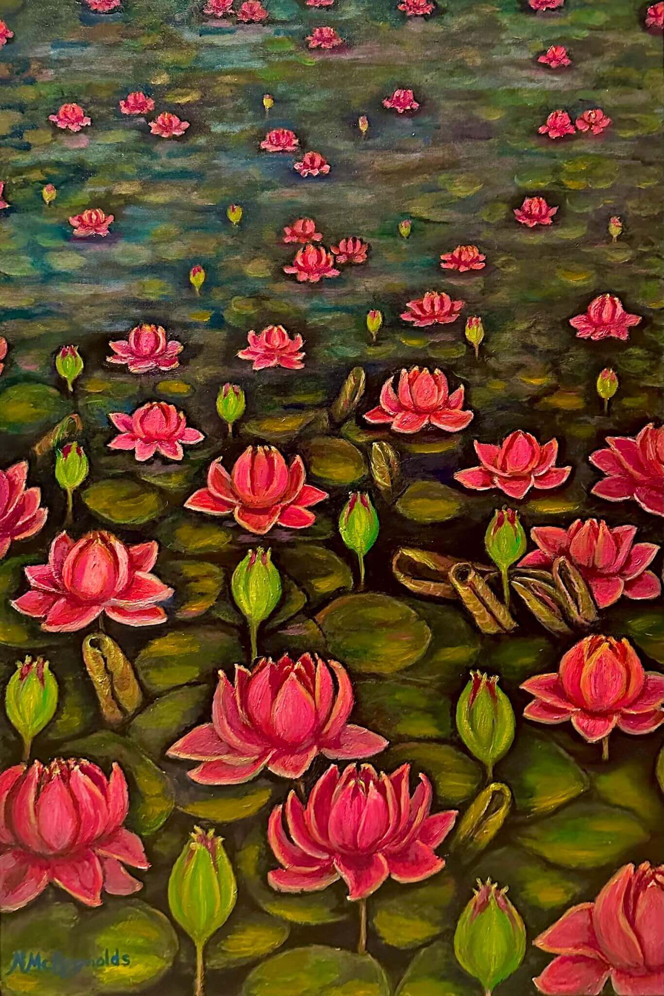 Meadow of pink flowers