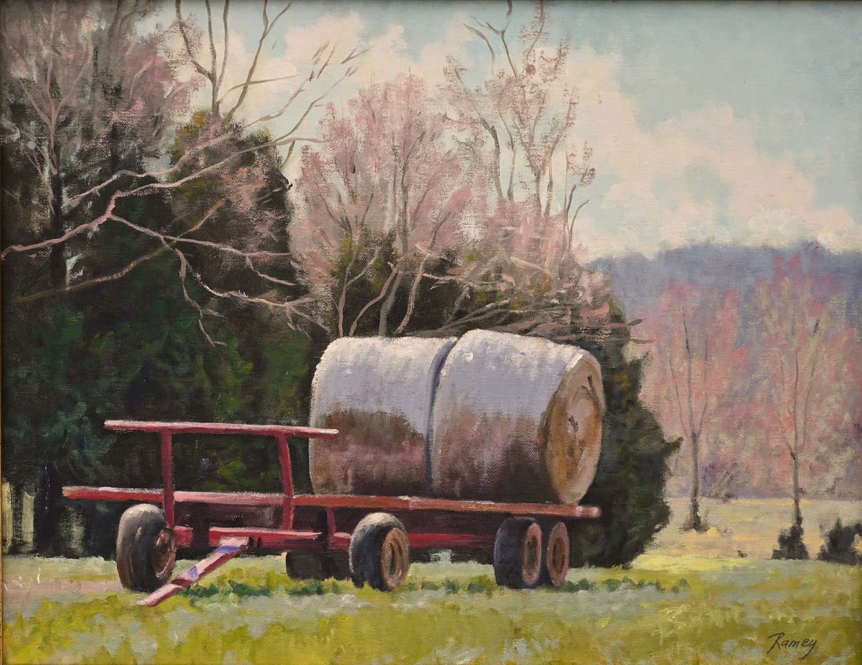 Round Bale of Hay Wagon