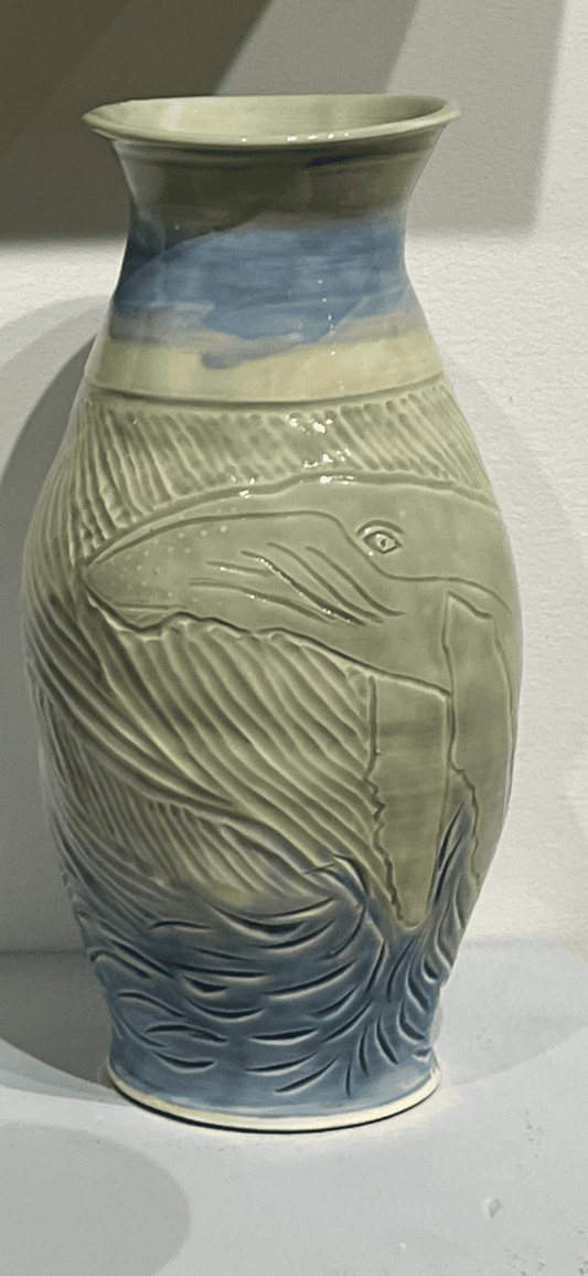 Carved whale vase