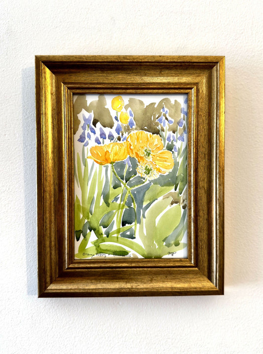 Orange Poppies and Bluebells