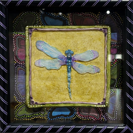 Shadowbox Turquoise Dragonfly By Lynell Hilt