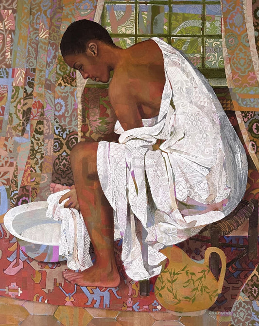 A women washing her feet 