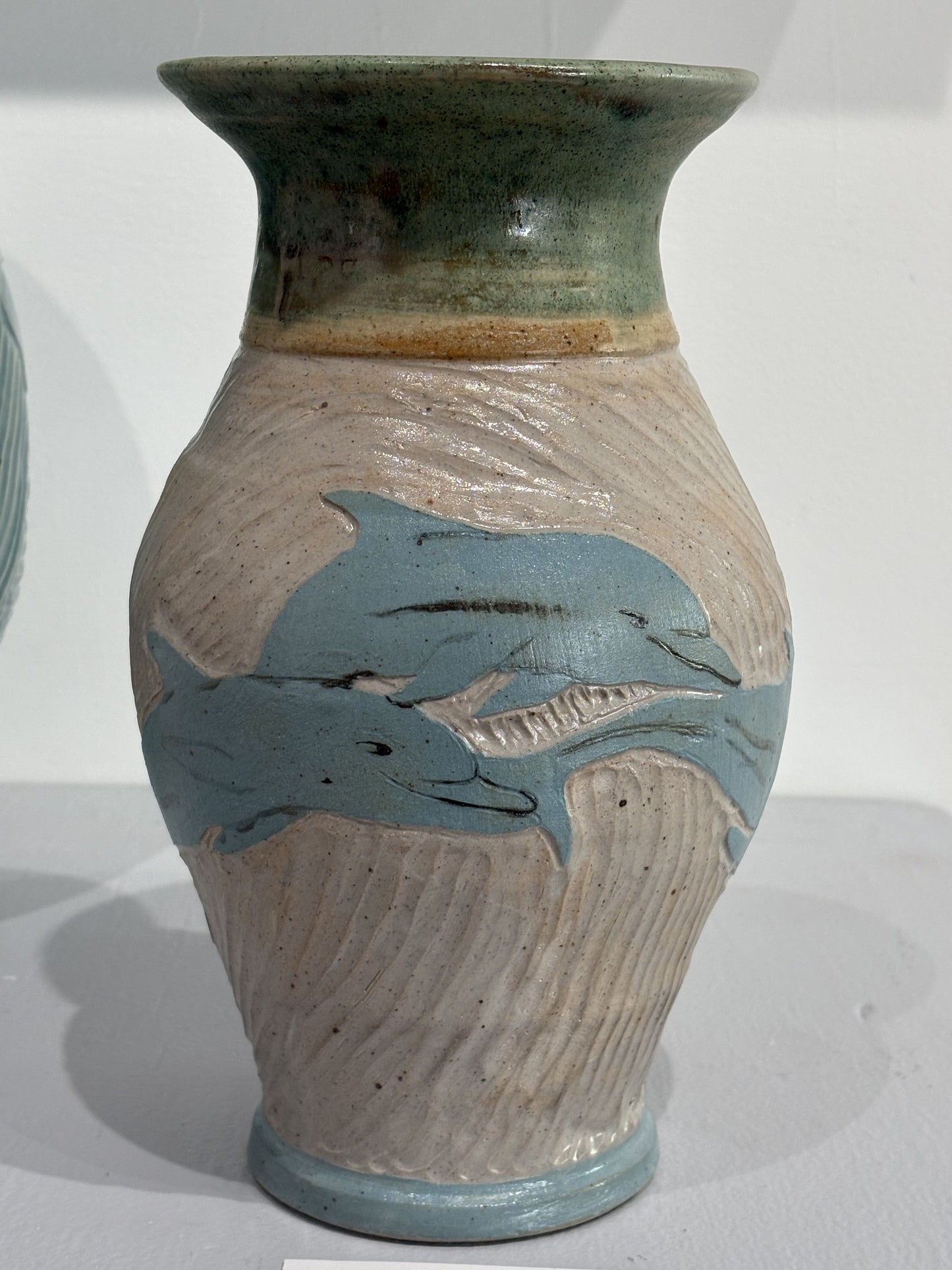Green Dolphin Vase