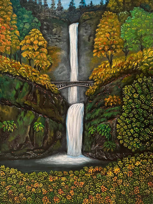 Acrylic Painting of a waterfall