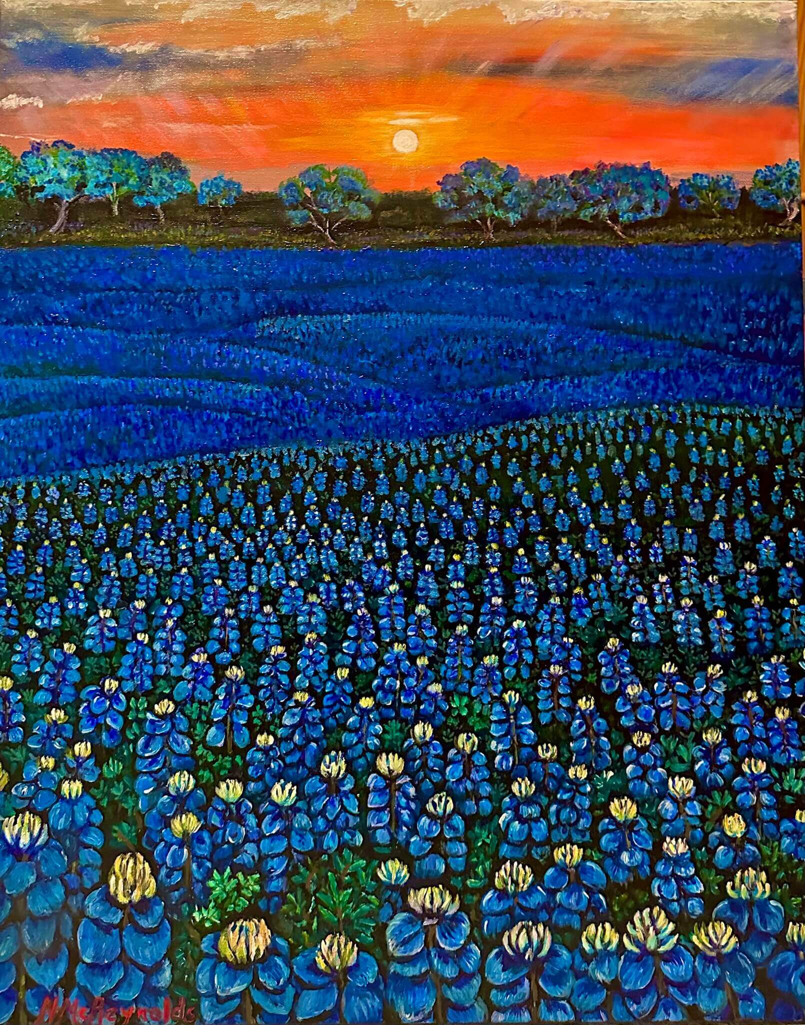 A meadow of electric blue flowers