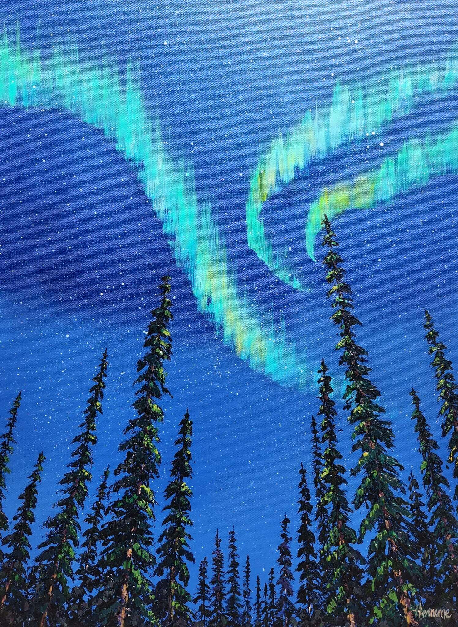 Acrylic Painting showing the starry sky