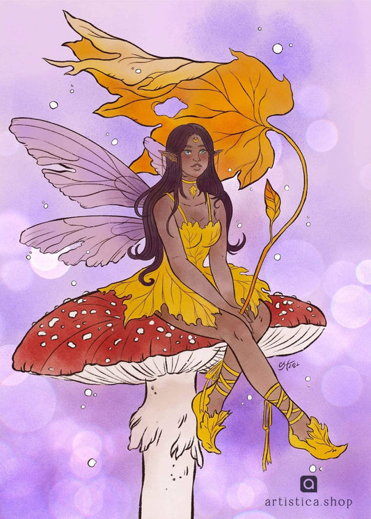 A Mystical Fairy sitting on a mushroom